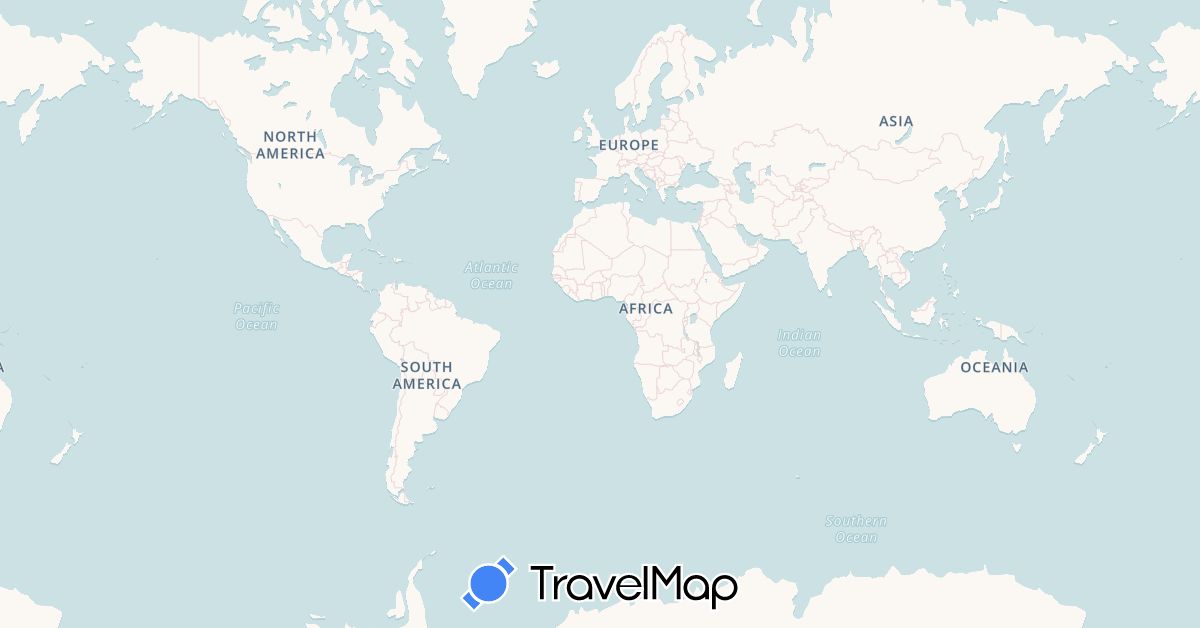 TravelMap itinerary: driving, bus, boat in France, United Kingdom, Guernsey, Ireland (Europe)